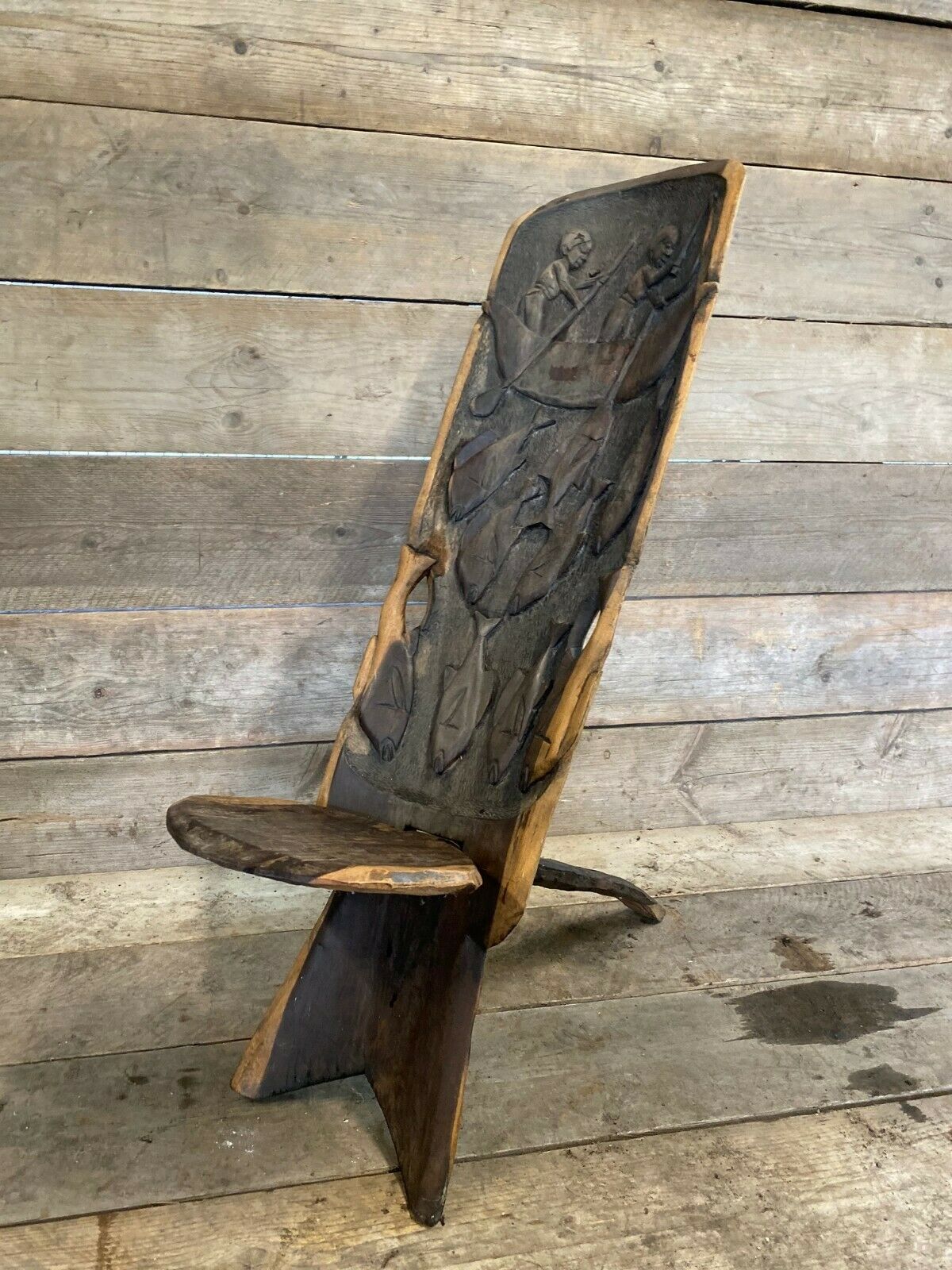 Rare Rustic Vintage Antique South African Wooden Carved Birthing Chair Millgate Reclemation